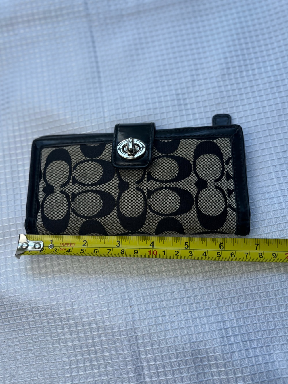 Coach Signature Park Turnlock Continental Navy Blue & Gray Rectangular Wallet - Picture 8 of 11